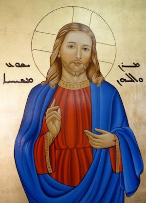 Jesus Christ with his hand raised in blessing